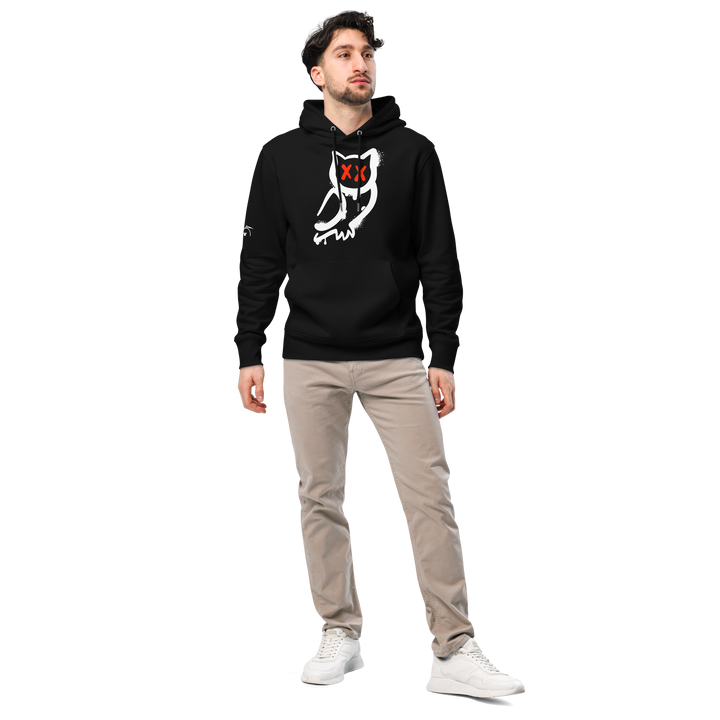 Felpa con cappuccio ecologica classica unisex GUFETTO 1 BIANCO OCCHI ROSSI - Gufetto Brand 