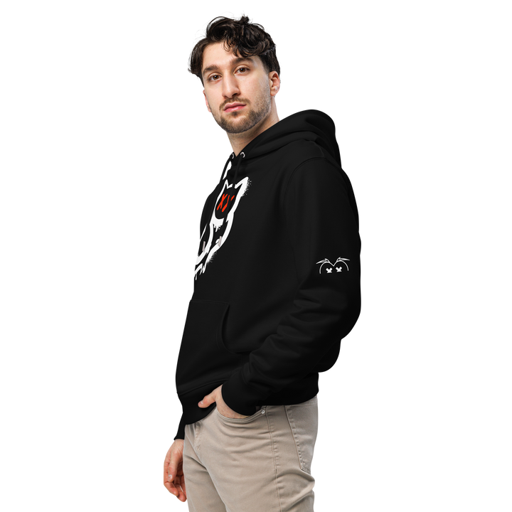 Felpa con cappuccio ecologica classica unisex GUFETTO 1 BIANCO OCCHI ROSSI - Gufetto Brand 