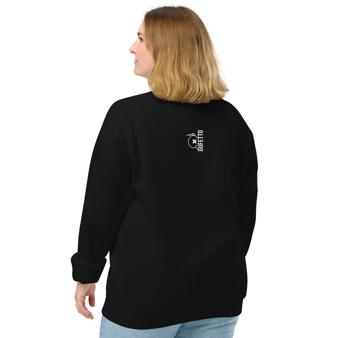 Felpa raglan in tessuto organico unisex SKULL DARK - Gufetto Brand 