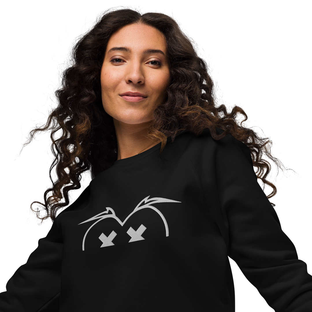 Felpa raglan in tessuto organico unisex GUFETTO OCCHI BIANCHI - Gufetto Brand 