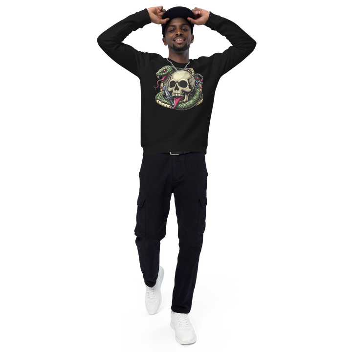 Felpa raglan in tessuto organico unisex SKULL DARK - Gufetto Brand 