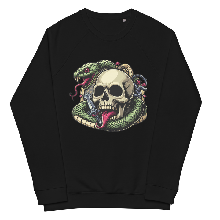 Felpa raglan in tessuto organico unisex SKULL DARK - Gufetto Brand 
