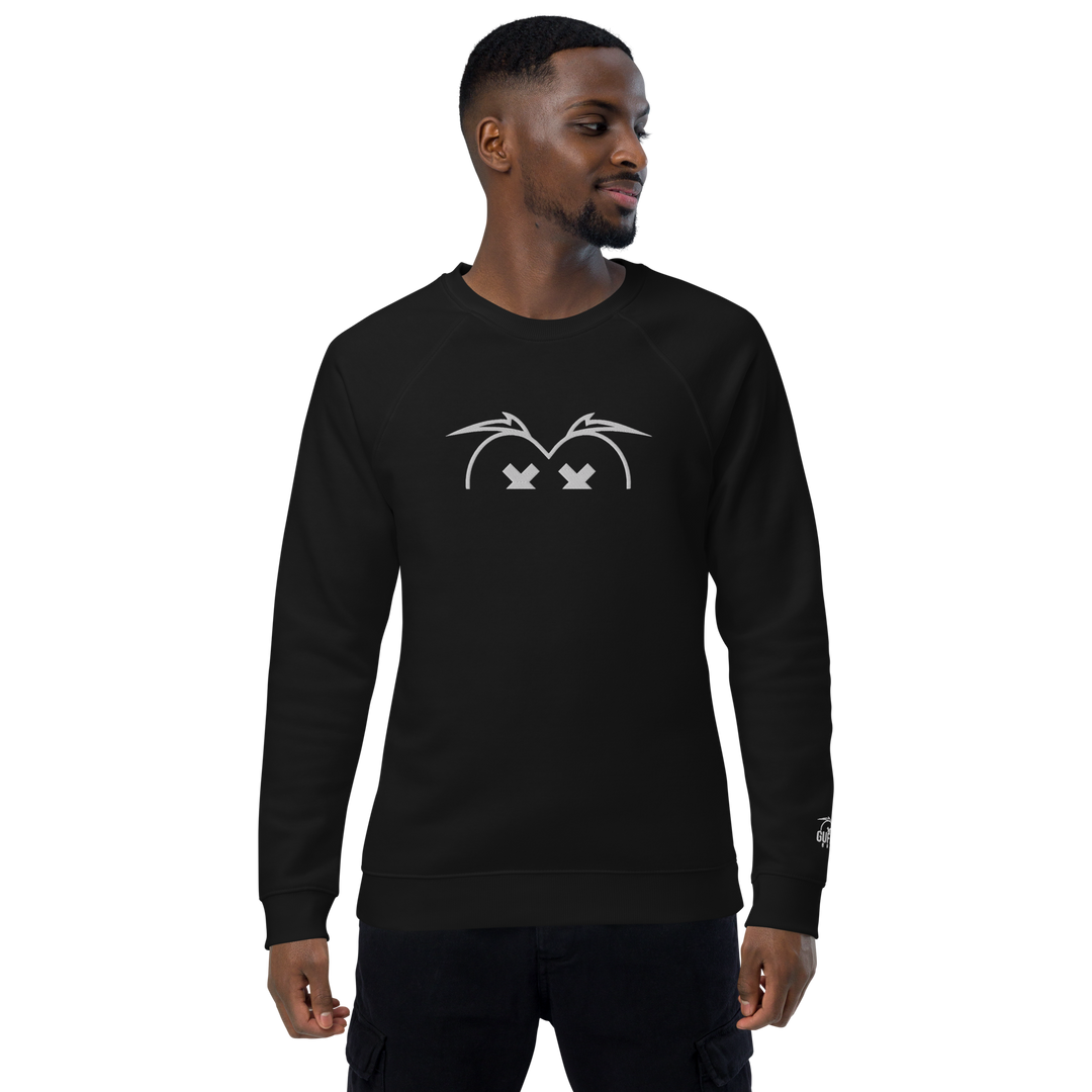 Felpa raglan in tessuto organico unisex GUFETTO OCCHI BIANCHI - Gufetto Brand 