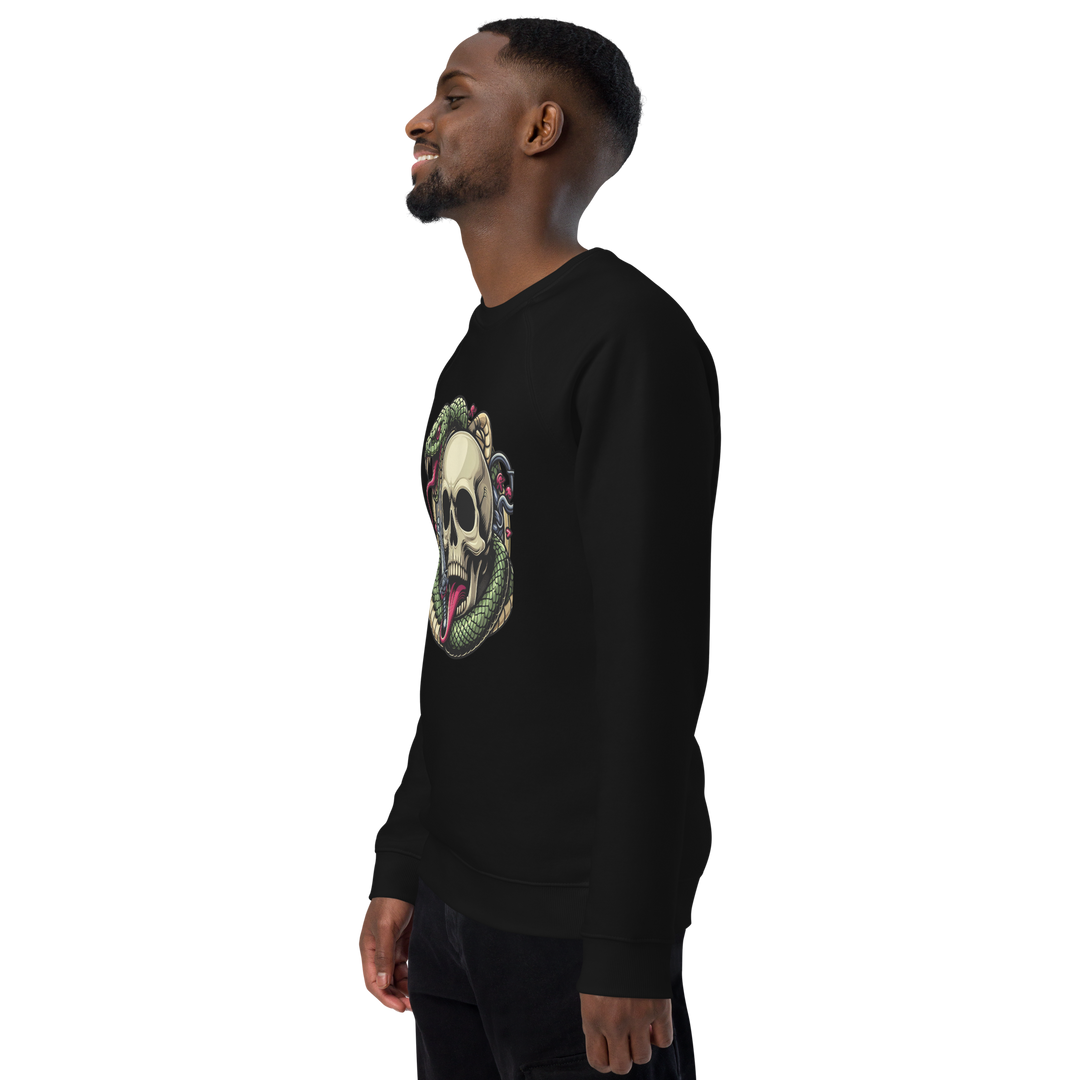 Felpa raglan in tessuto organico unisex SKULL DARK - Gufetto Brand 