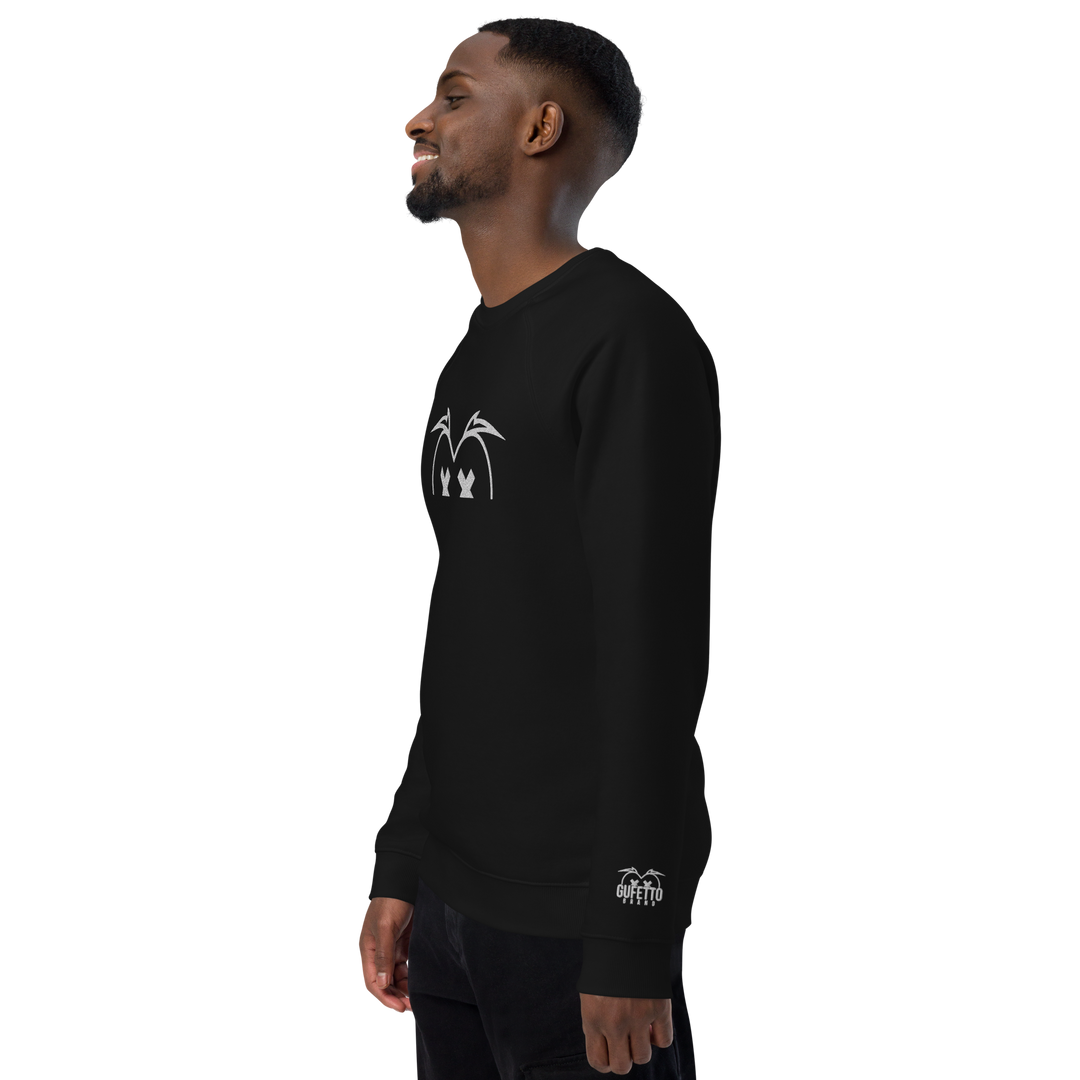 Felpa raglan in tessuto organico unisex GUFETTO OCCHI BIANCHI - Gufetto Brand 