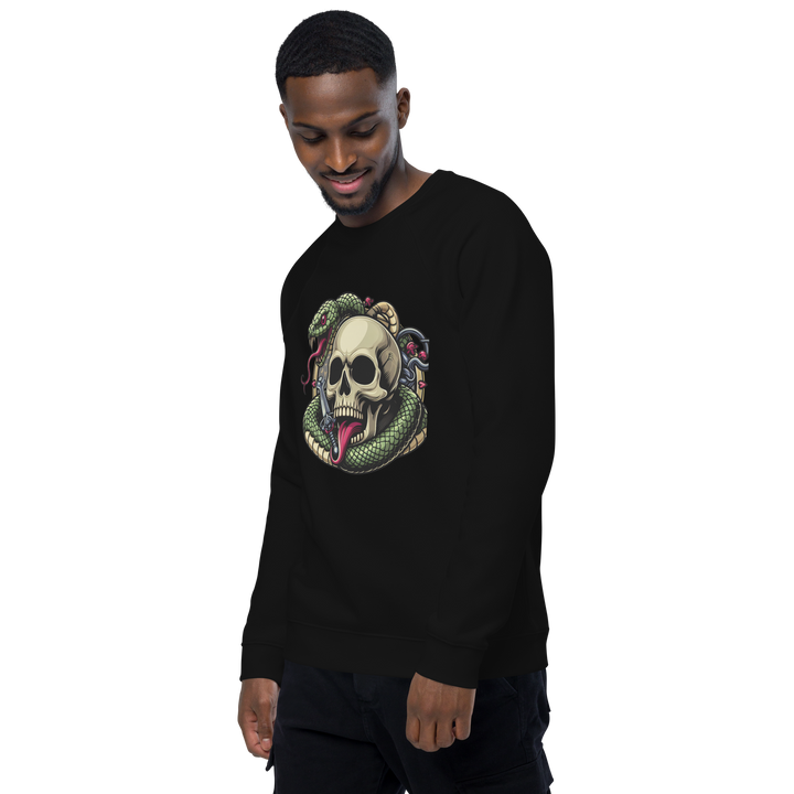 Felpa raglan in tessuto organico unisex SKULL DARK - Gufetto Brand 