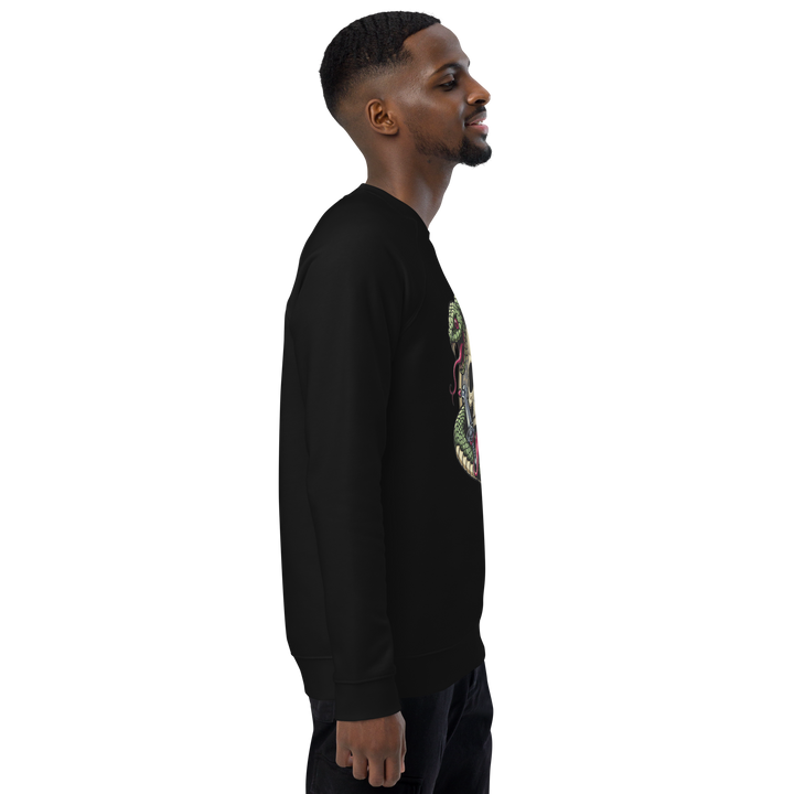 Felpa raglan in tessuto organico unisex SKULL DARK - Gufetto Brand 