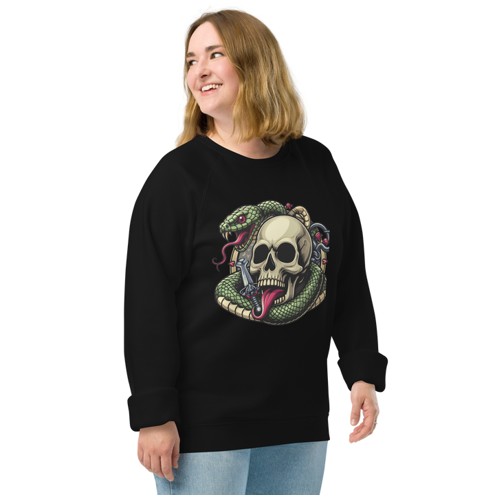 Felpa raglan in tessuto organico unisex SKULL DARK - Gufetto Brand 