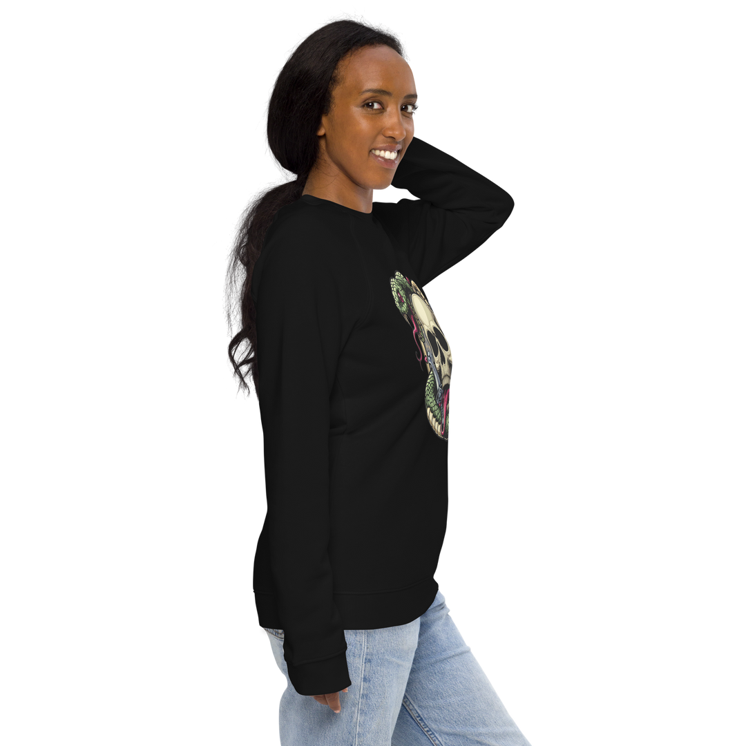 Felpa raglan in tessuto organico unisex SKULL DARK - Gufetto Brand 