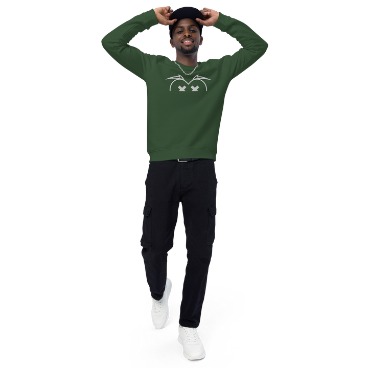 Felpa raglan in tessuto organico unisex GUFETTO OCCHI BIANCHI - Gufetto Brand 