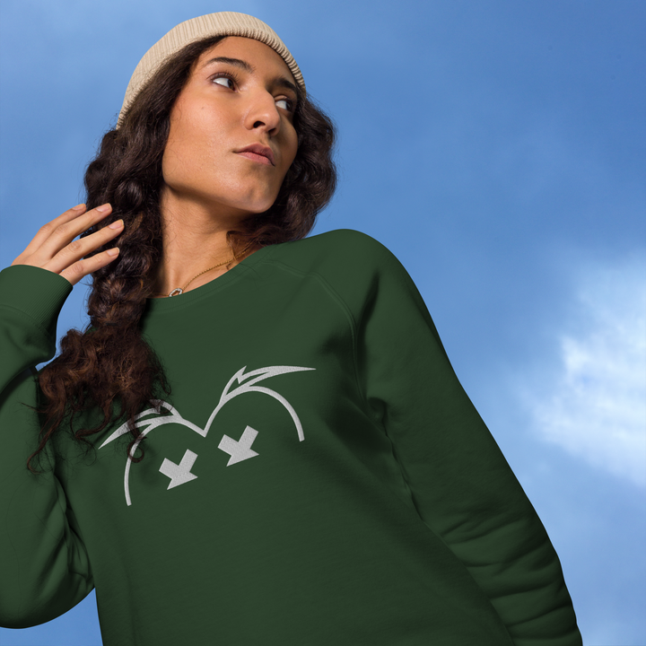 Felpa raglan in tessuto organico unisex GUFETTO OCCHI BIANCHI - Gufetto Brand 