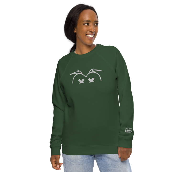 Felpa raglan in tessuto organico unisex GUFETTO OCCHI BIANCHI - Gufetto Brand 