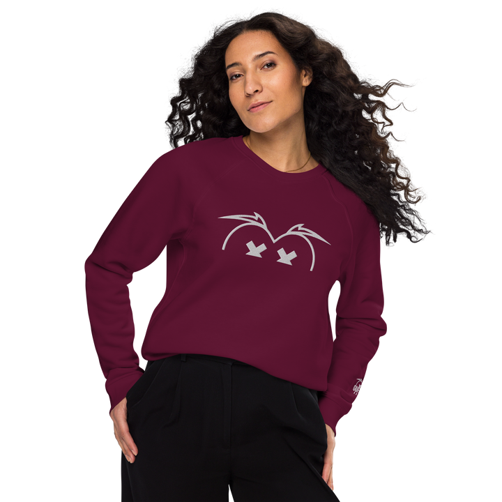 Felpa raglan in tessuto organico unisex GUFETTO OCCHI BIANCHI - Gufetto Brand 