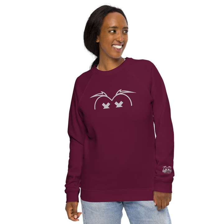 Felpa raglan in tessuto organico unisex GUFETTO OCCHI BIANCHI - Gufetto Brand 