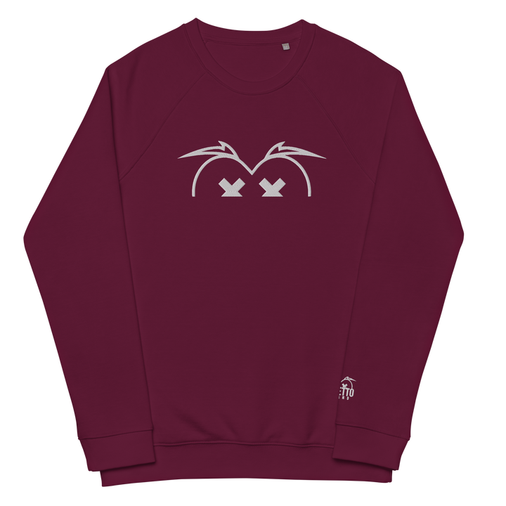Felpa raglan in tessuto organico unisex GUFETTO OCCHI BIANCHI - Gufetto Brand 