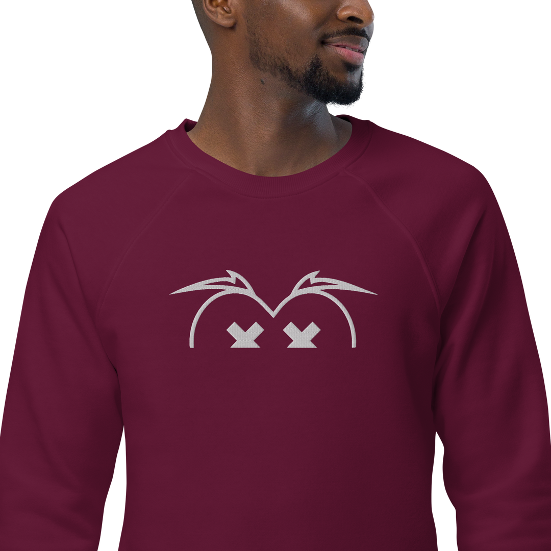 Felpa raglan in tessuto organico unisex GUFETTO OCCHI BIANCHI - Gufetto Brand 