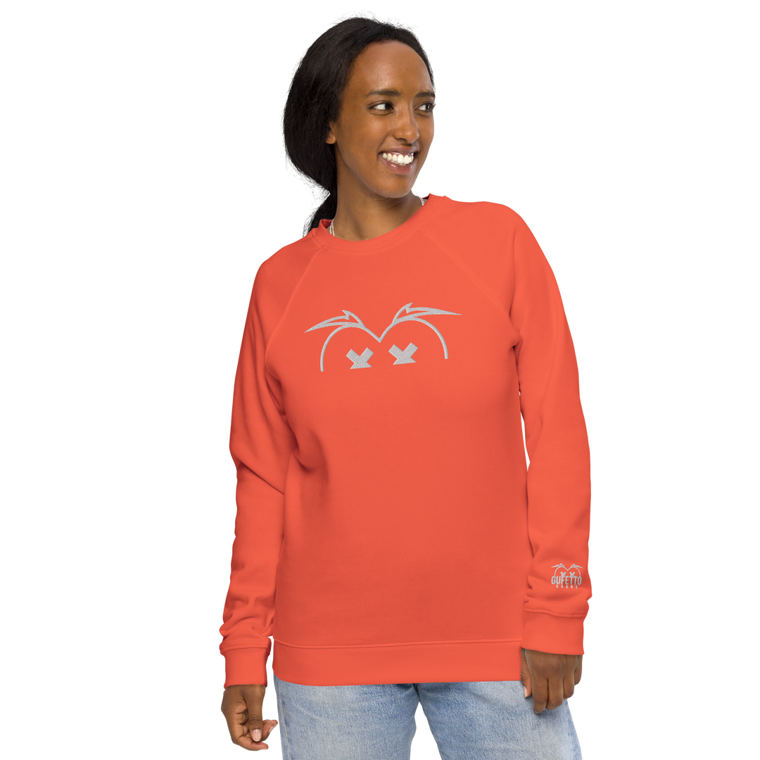 Felpa raglan in tessuto organico unisex GUFETTO OCCHI BIANCHI - Gufetto Brand 