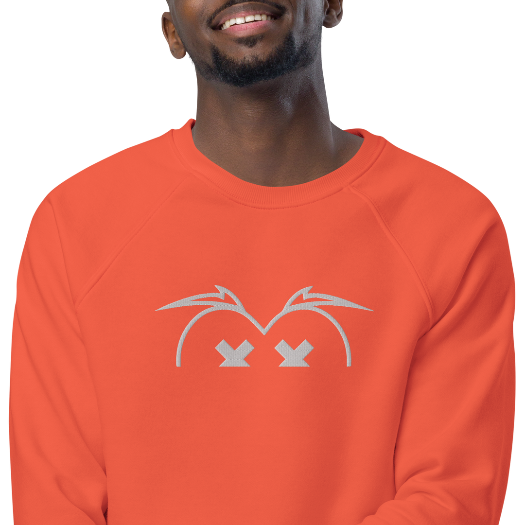 Felpa raglan in tessuto organico unisex GUFETTO OCCHI BIANCHI - Gufetto Brand 