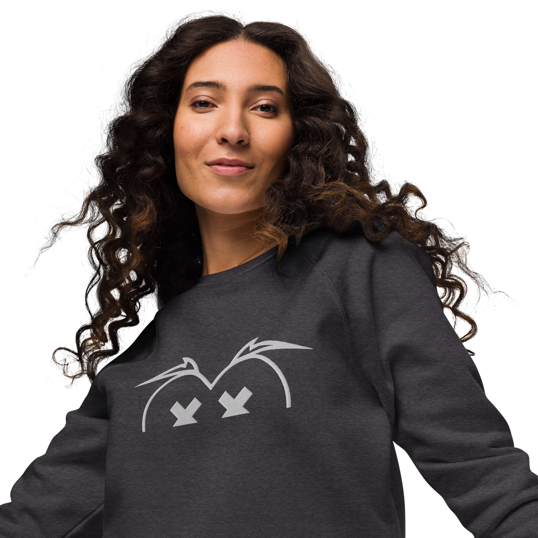 Felpa raglan in tessuto organico unisex GUFETTO OCCHI BIANCHI - Gufetto Brand 