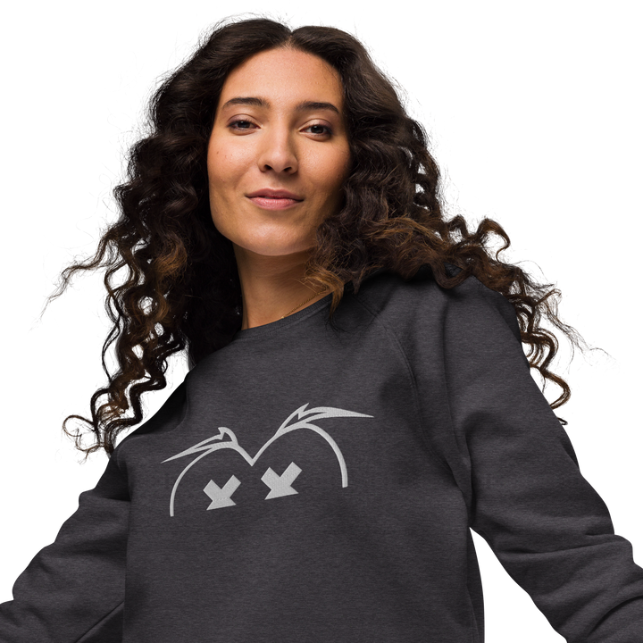 Felpa raglan in tessuto organico unisex GUFETTO OCCHI BIANCHI - Gufetto Brand 