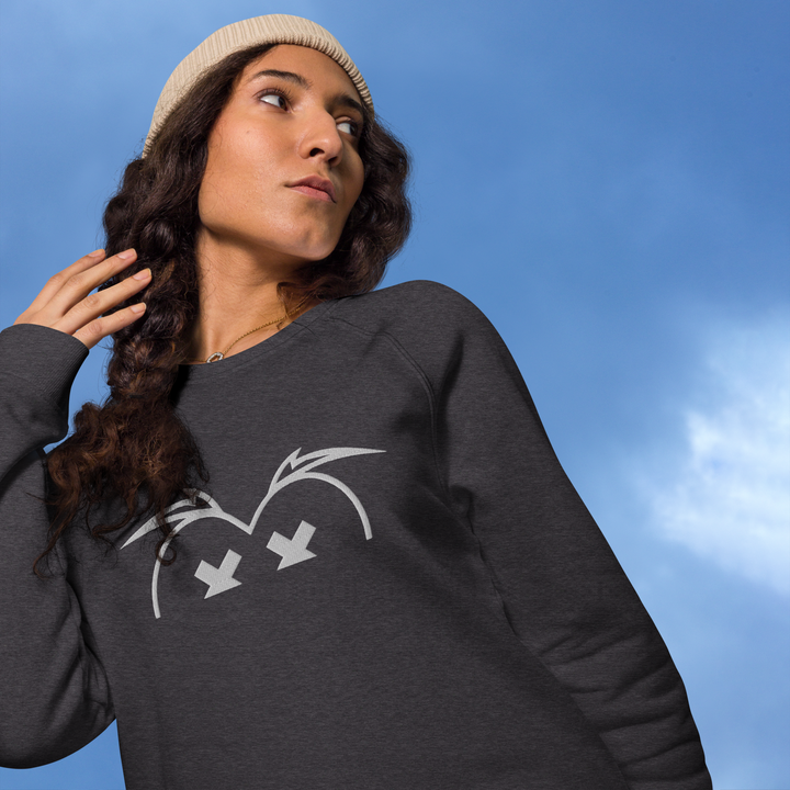 Felpa raglan in tessuto organico unisex GUFETTO OCCHI BIANCHI - Gufetto Brand 