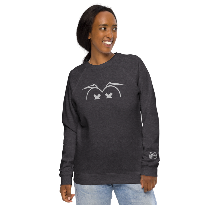 Felpa raglan in tessuto organico unisex GUFETTO OCCHI BIANCHI - Gufetto Brand 