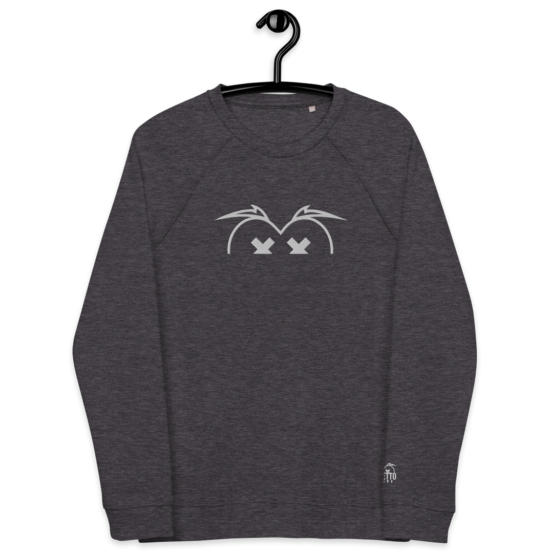Felpa raglan in tessuto organico unisex GUFETTO OCCHI BIANCHI - Gufetto Brand 