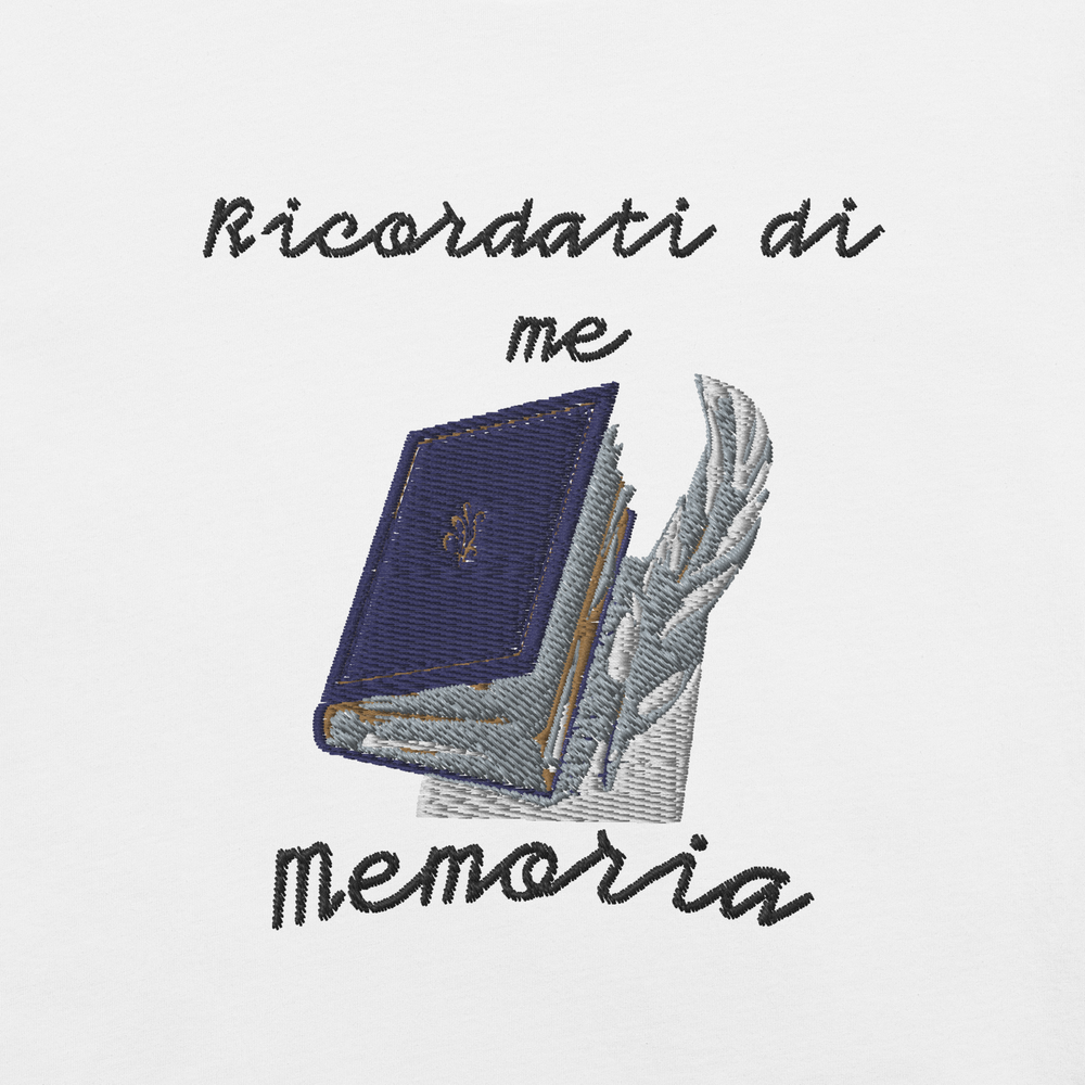 Maglietta Ricamata Uomo Ricordati di Me Libro e Penna - Gufetto Brand 