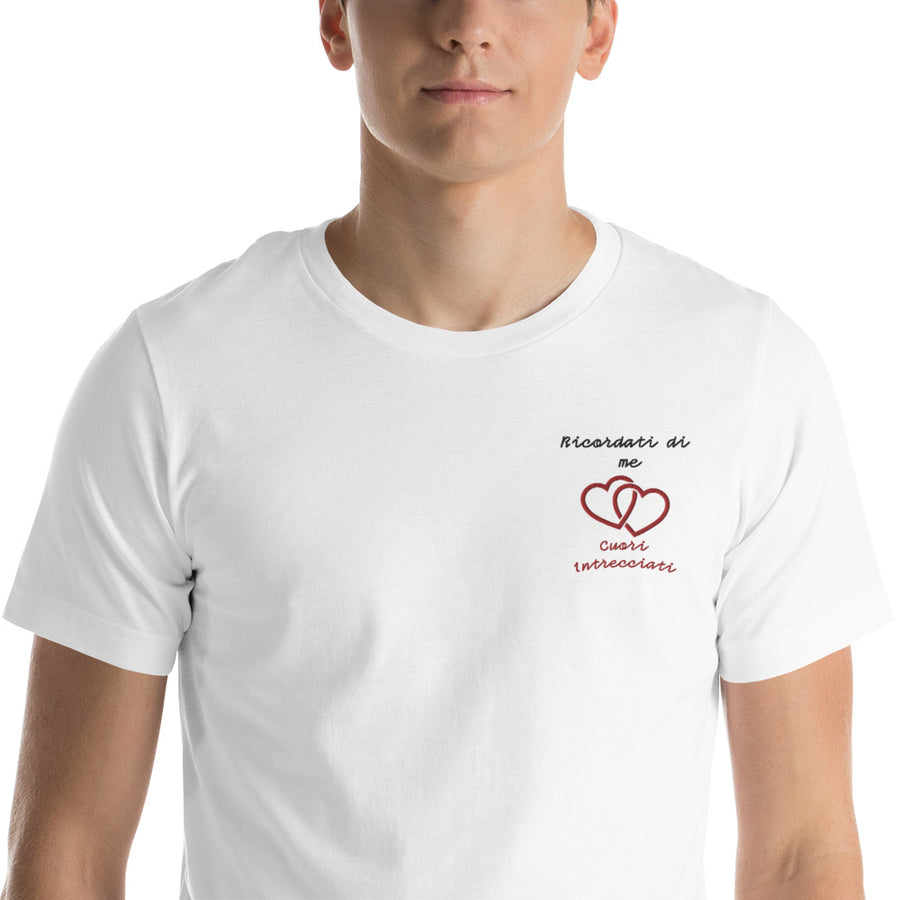 Maglietta Ricamata Uomo Ricordati di Me Cuori Intrecciati - Gufetto Brand 