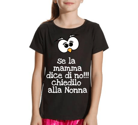T-shirt Bambina Chiedilo alla Nonna - Gufetto Brand 