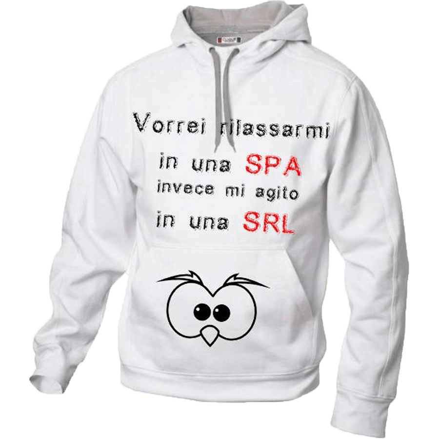 Felpa Bianca Uomo ( vorrei rilassarmi... ) - Gufetto Brand 