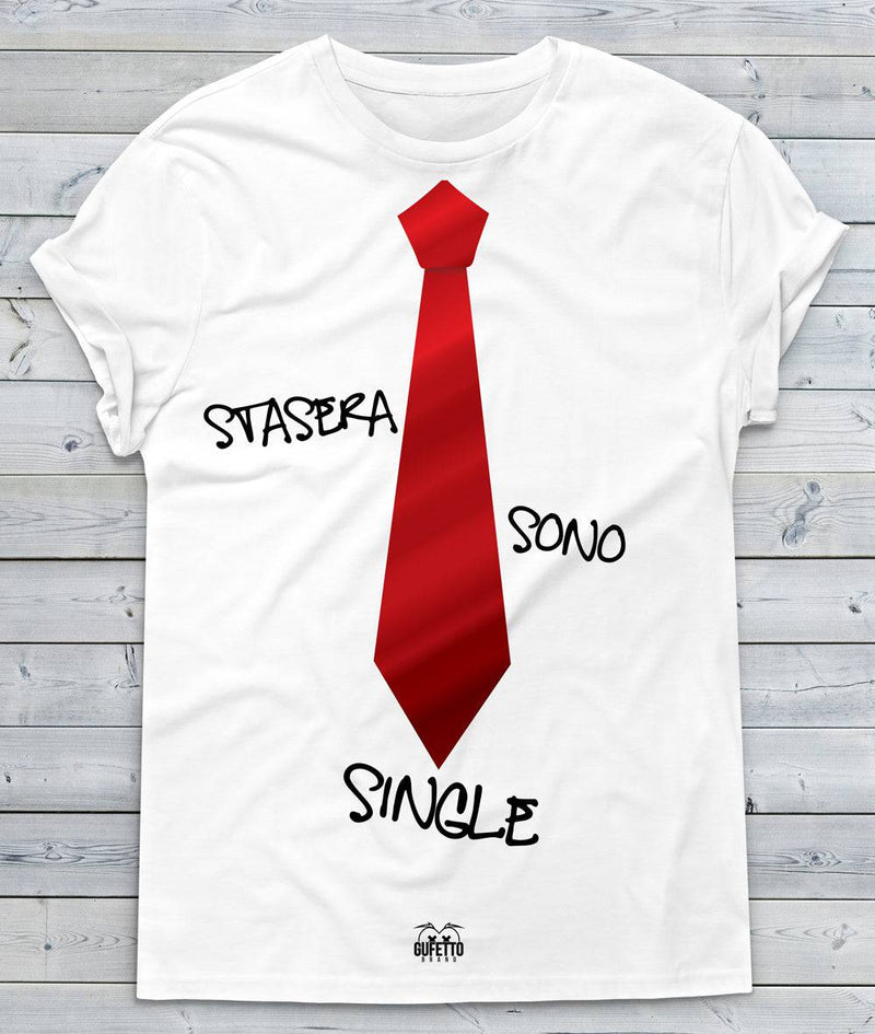 T-shirt Uomo Stasera sono Single Red,Black and Blue