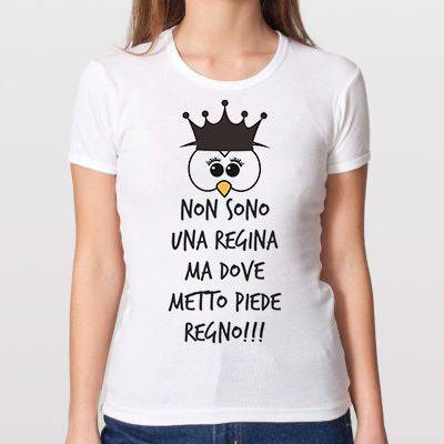 T-shirt Donna Non sono una Regina White Edition - Gufetto Brand 