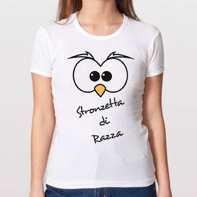 T-shirt Donna Stronzetta di Razza White Edition - Gufetto Brand 