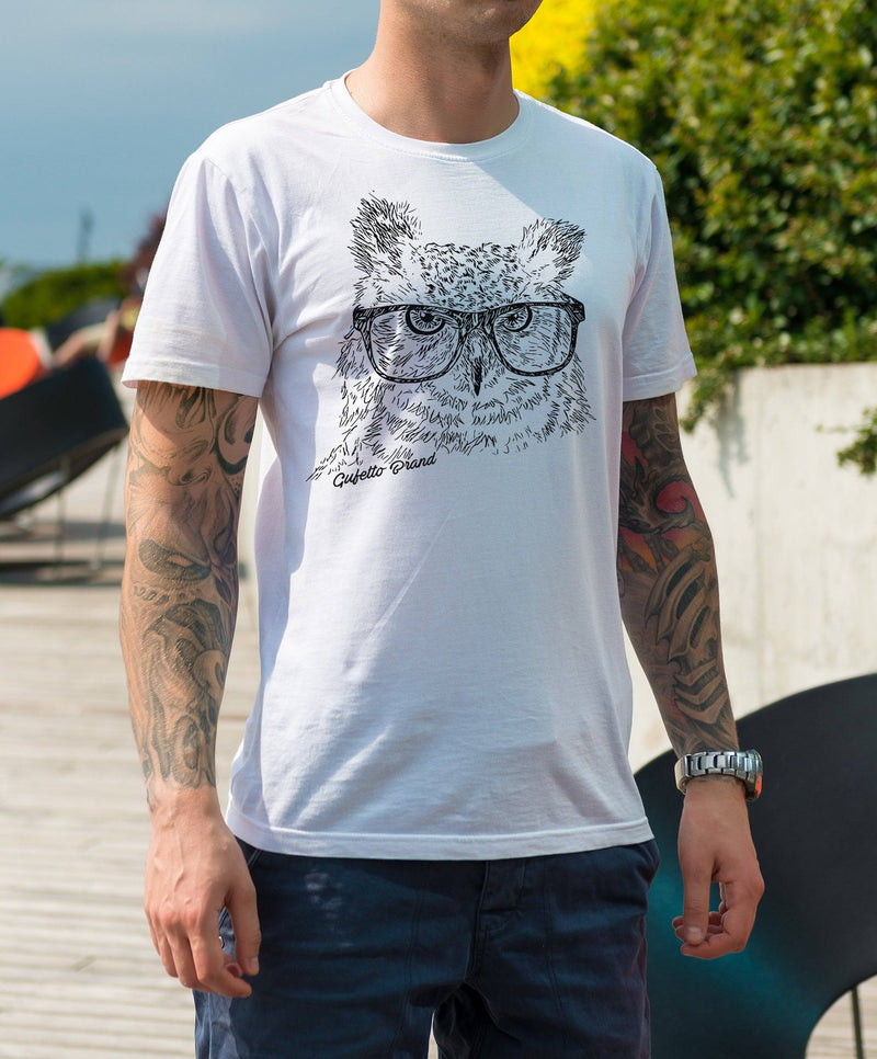 Gufetto Brand Uomo/Donna T-shirt China Owl White
