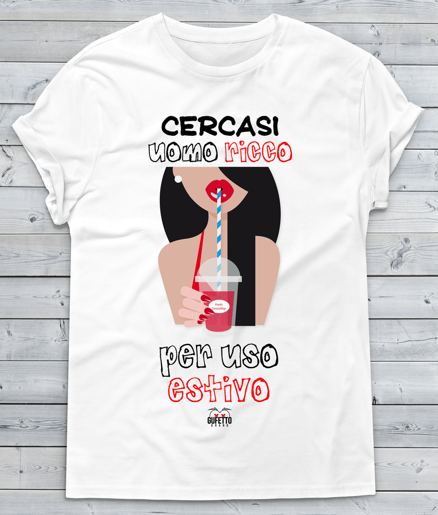 T-shirt Donna Cercasi Uomo Ricco - Gufetto Brand 