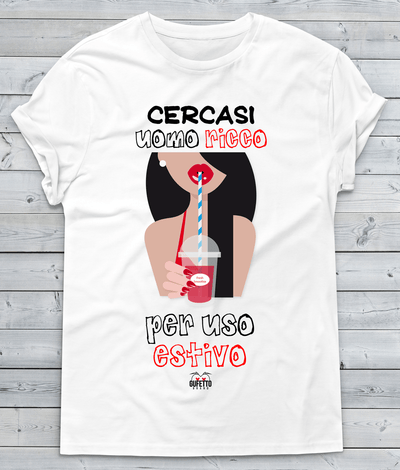 T-shirt Donna Cercasi Uomo Ricco - Gufetto Brand 