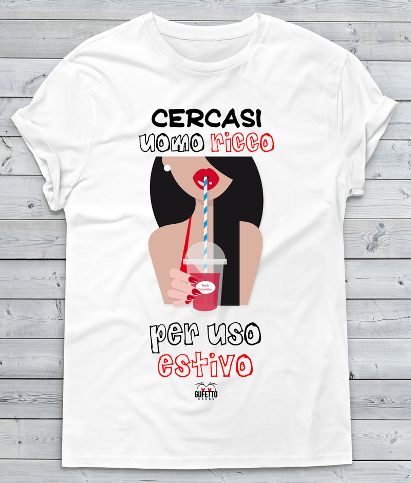 T-shirt Donna Cercasi Uomo Ricco - Gufetto Brand 