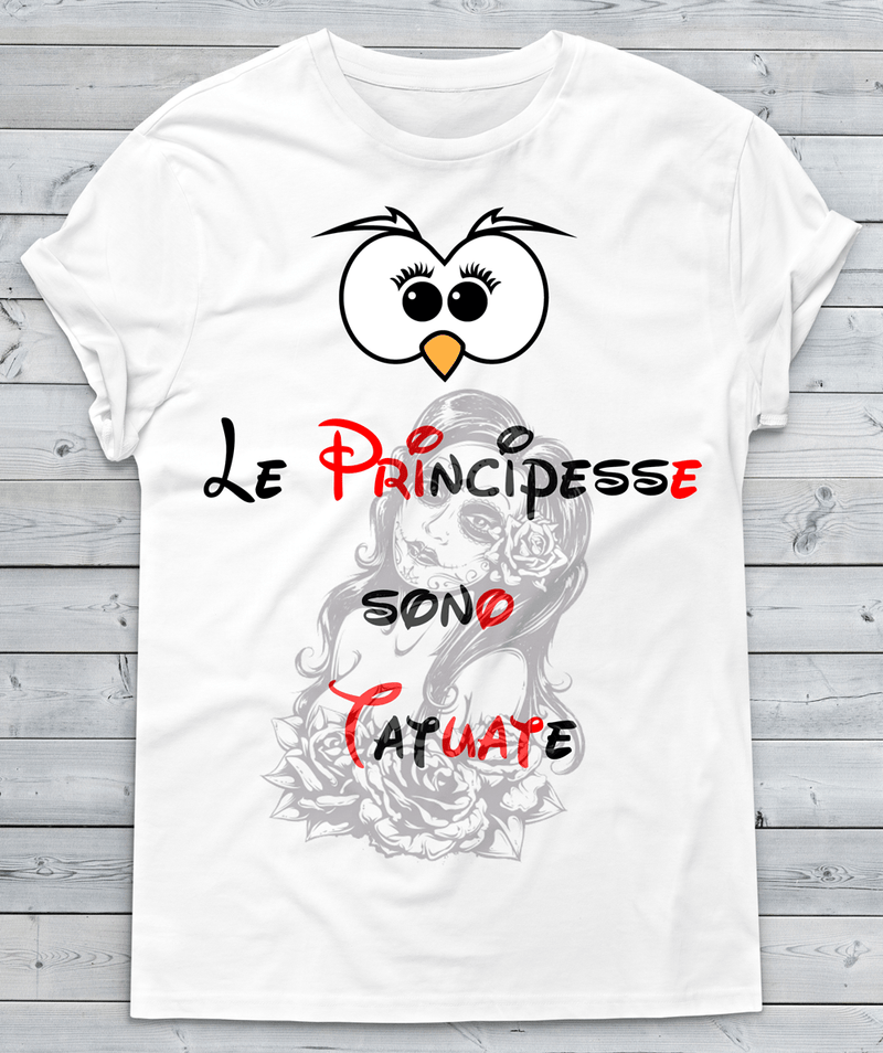 T-shirt Donna Le Principesse...Tattoo - Gufetto Brand 