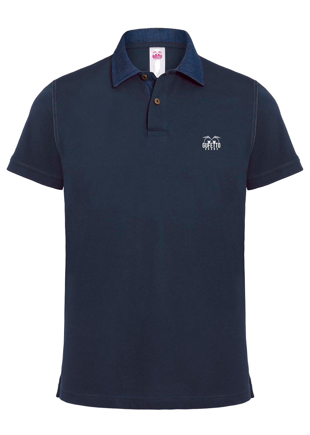 Polo Uomo Dnm Blu Logo Bianco Ricamato - Gufetto Brand 