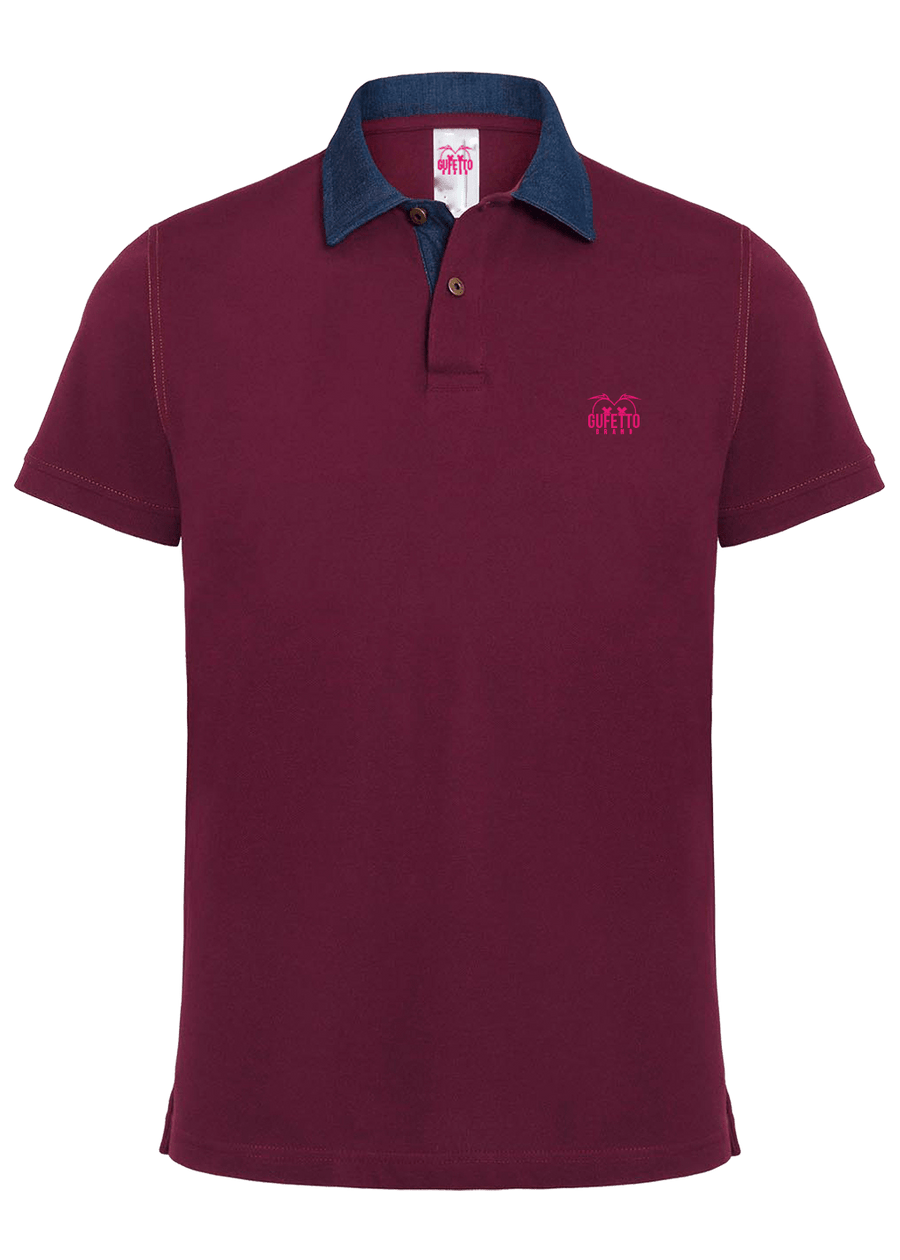 Polo Uomo Dnm Bordeaux Logo Fucsia Ricamato - Gufetto Brand 