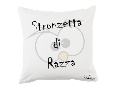 Cuscino Bianco/Viola Stronzetta di Razza - Gufetto Brand 