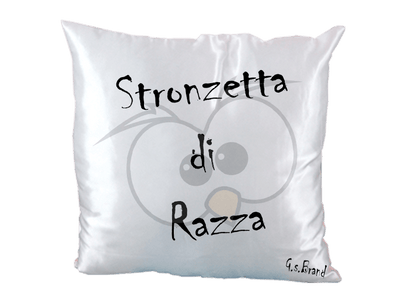 Cuscino in Raso Bianco/Rosso Stronzetta di Razza - Gufetto Brand 