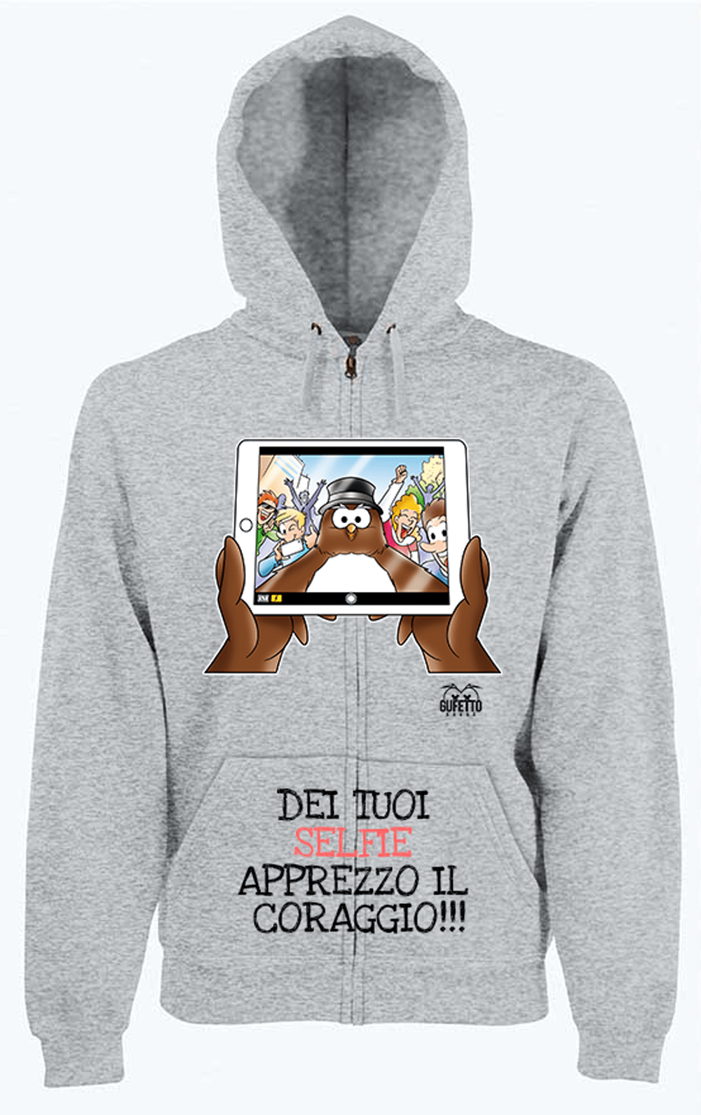 Felpa Zip Grigia Donna SELFIE - Gufetto Brand 