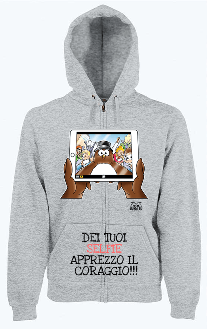 Felpa Zip Grigia Donna SELFIE - Gufetto Brand 