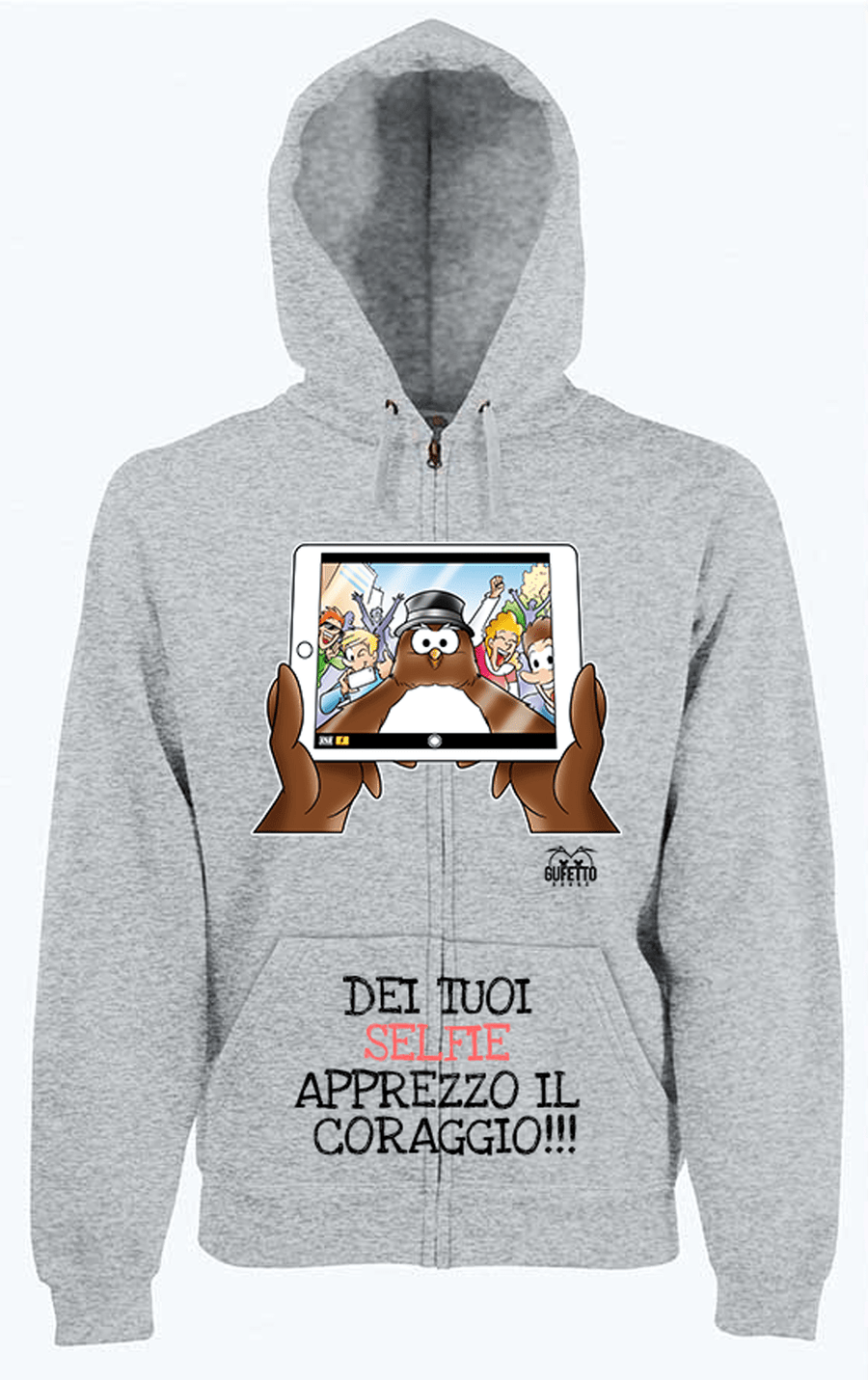 Felpa Zip Grigia Donna SELFIE - Gufetto Brand 