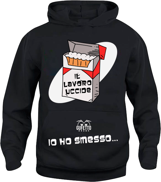 Felpa Uomo nera Il Lavoro Uccide - Gufetto Brand 