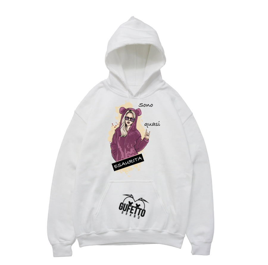 Felpa donna ESAURITA ( E4590 ) - Gufetto Brand 