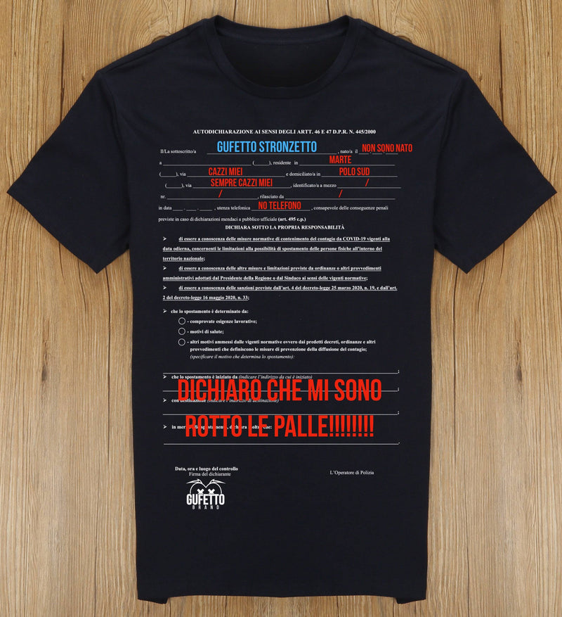 T-shirt Uomo Autocertificazione Gufetto ( G58903 )