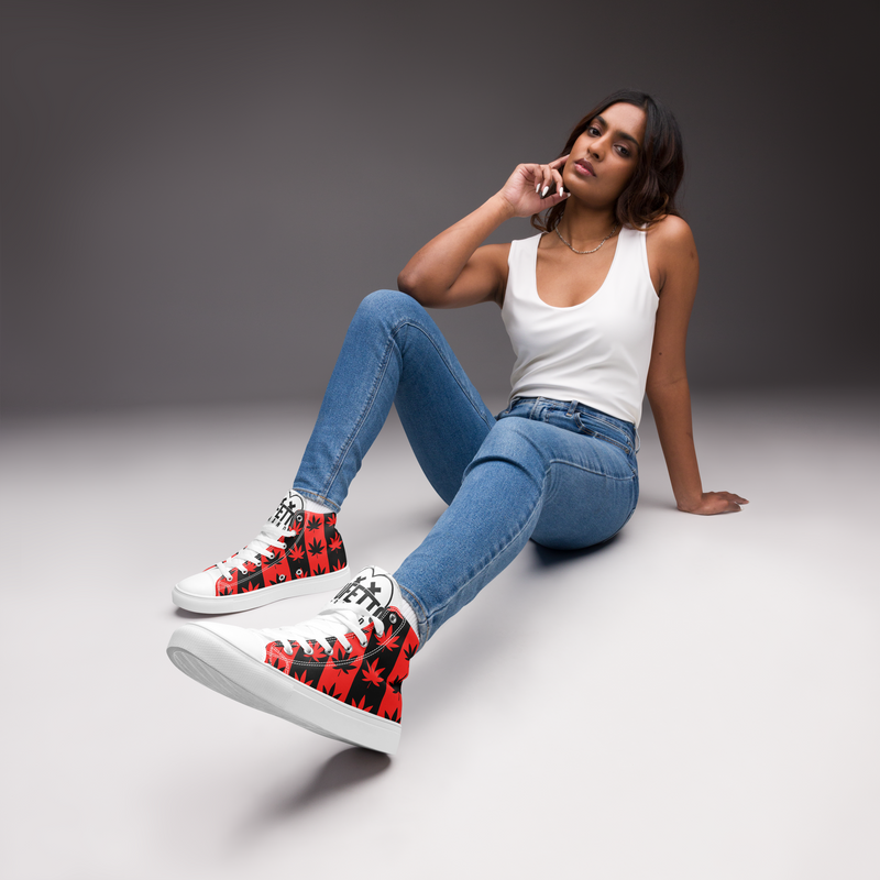 Sneakers alte in tela da donna CANNABIS ROSSE - Gufetto Brand 